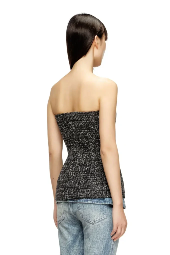 t-orset Bouclé corset top with ultra-low cut