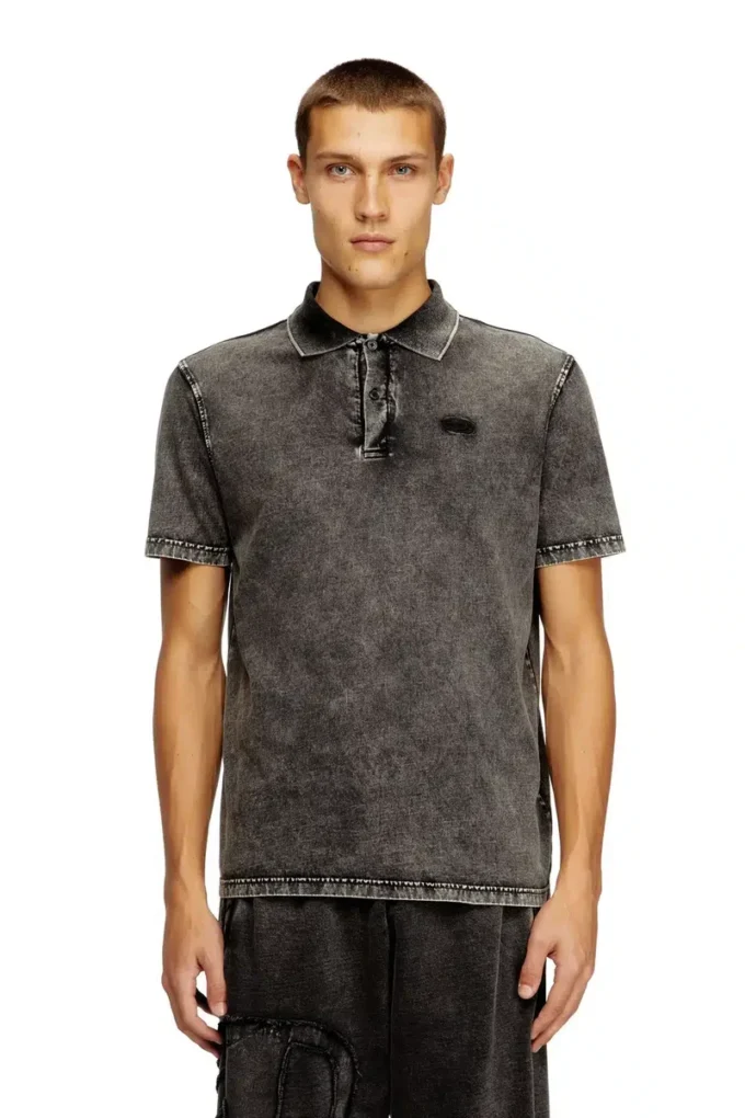 t-rejust-nc-den Polo shirt in denim-effect jersey