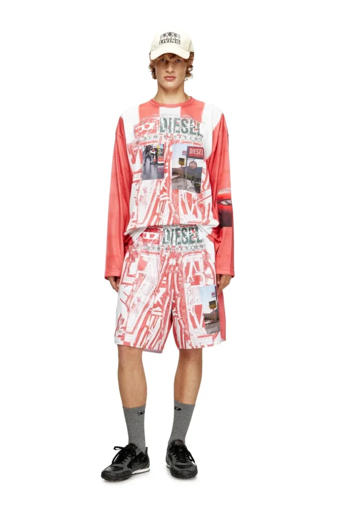t-ruby Striped long-sleeve T-shirt with photo patches
