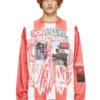 t-ruby Striped long-sleeve T-shirt with photo patches