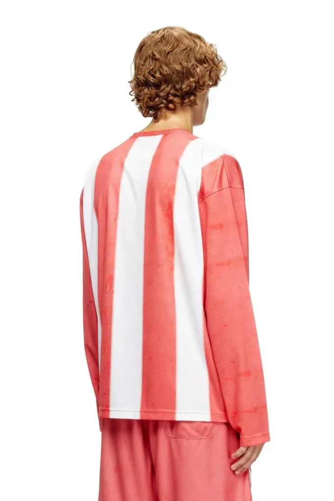 t-ruby Striped long-sleeve T-shirt with photo patches