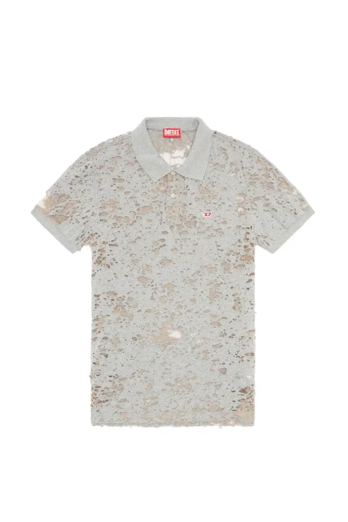t-smith-devor Tulle polo shirt with destroyed jersey
