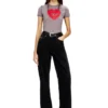 t-uncuties-long-s5 Slim T-shirt with heart print and studs