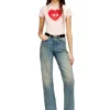 t-uncuties-long-s5 Slim T-shirt with heart print and studs
