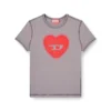 t-uncuties-long-s5 Slim T-shirt with heart print and studs