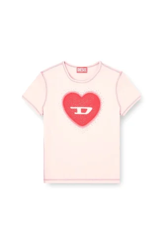 t-uncuties-long-s5 Slim T-shirt with heart print and studs