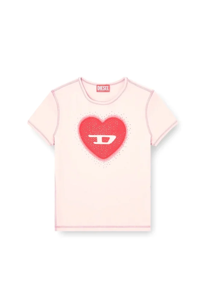 t-uncuties-long-s5 Slim T-shirt with heart print and studs