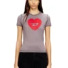 t-uncuties-long-s5 Slim T-shirt with heart print and studs