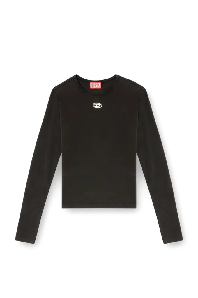 t-uncutieslong-ls-od Cotton sweater with Oval D logo