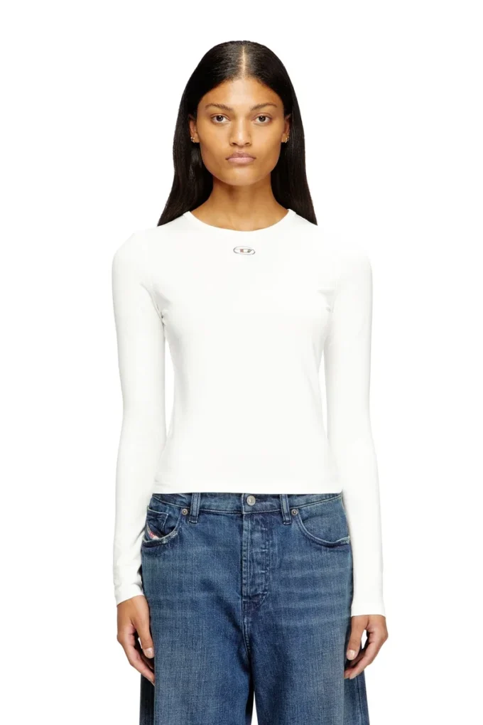 t-uncutieslong-ls-od Cotton sweater with Oval D logo