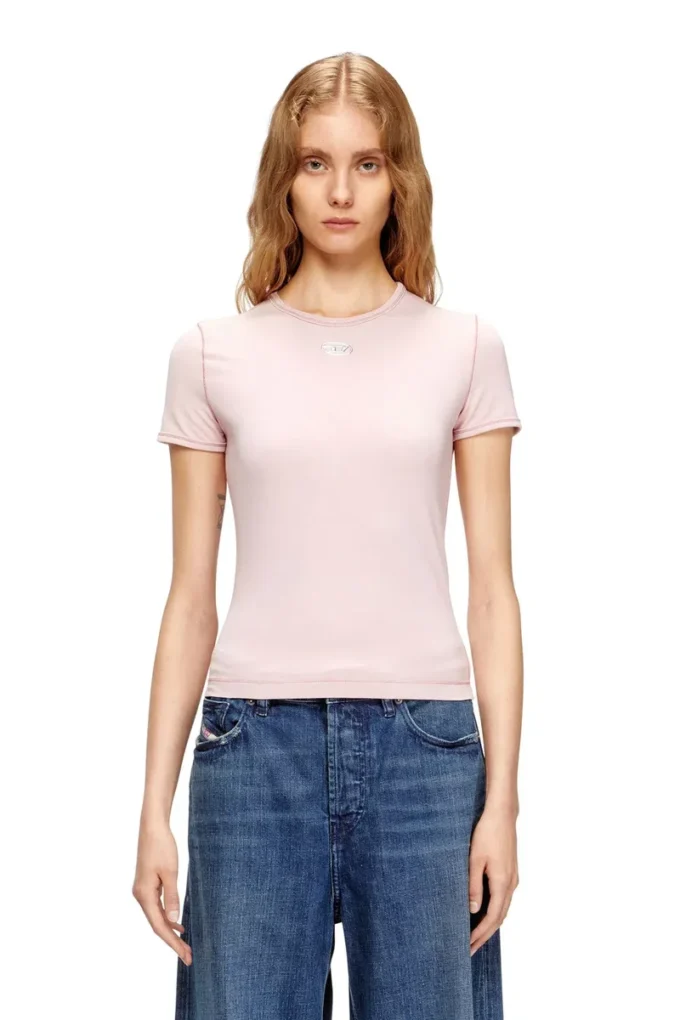 t-uncutieslong-od Slim-fit T-shirt with metallic Oval D