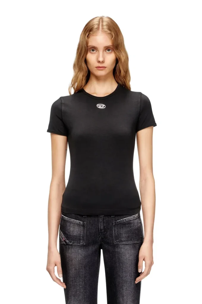 t-uncutieslong-od Slim-fit T-shirt with metallic Oval D