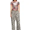 t-unkyel Skinny floral print jersey top with sequins