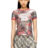 t-unkyel Skinny floral print jersey top with sequins