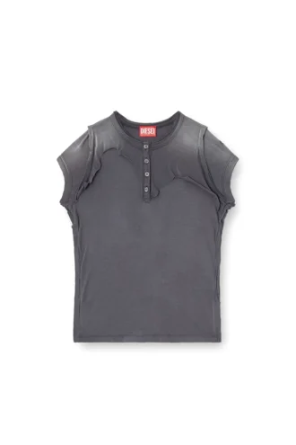 t-unrawy Henley T-shirt with peel-off effect