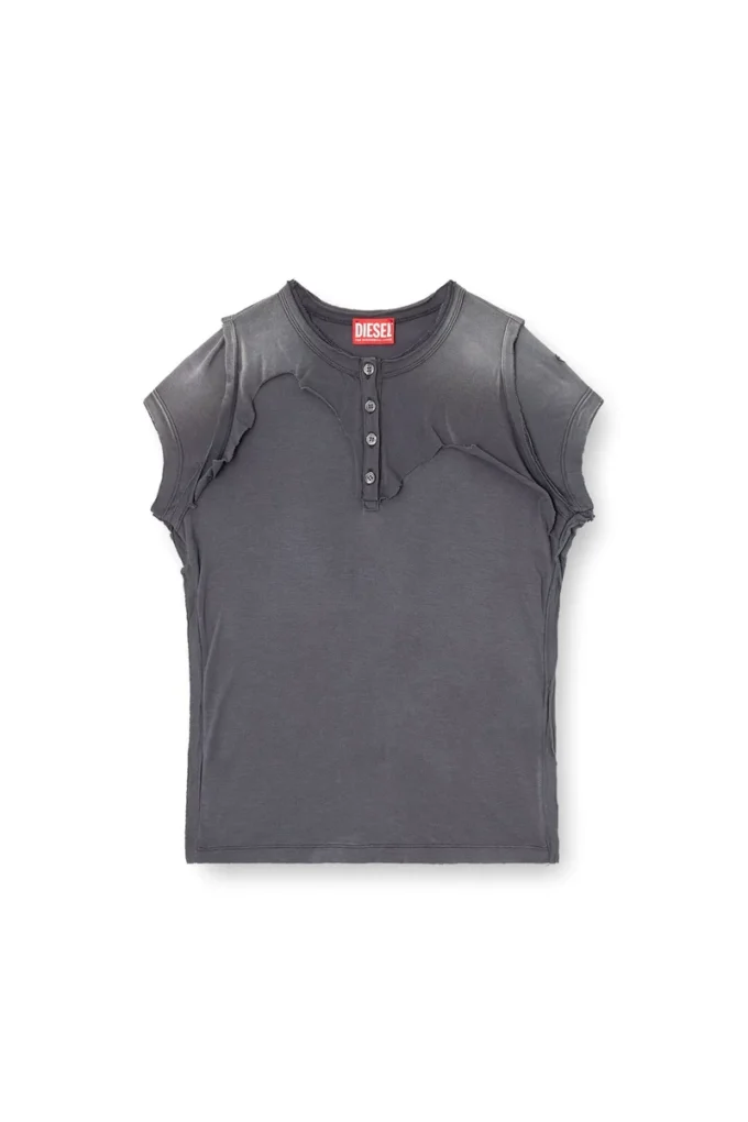 t-unrawy Henley T-shirt with peel-off effect