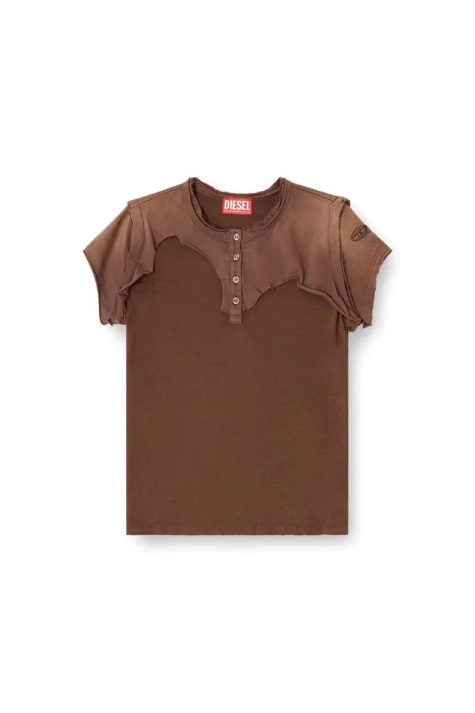 t-unrawy Henley T-shirt with peel-off effect