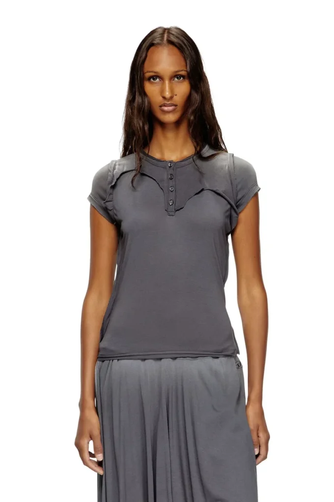 t-unrawy Henley T-shirt with peel-off effect