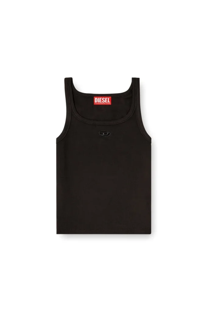 t-wife-od Slim tank top with laser-cut Oval D