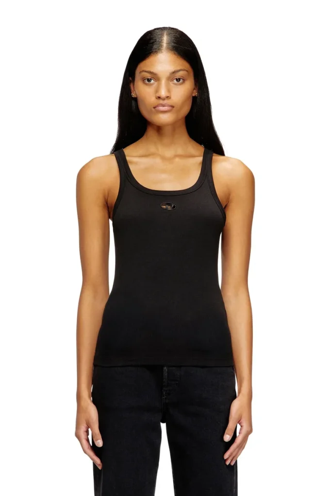 t-wife-od Slim tank top with laser-cut Oval D
