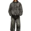 thugjack Hooded jacket in faded denim