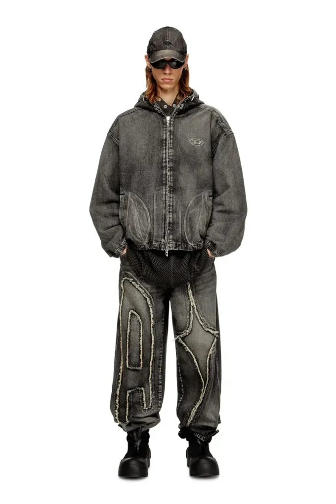 thugjack Hooded jacket in faded denim