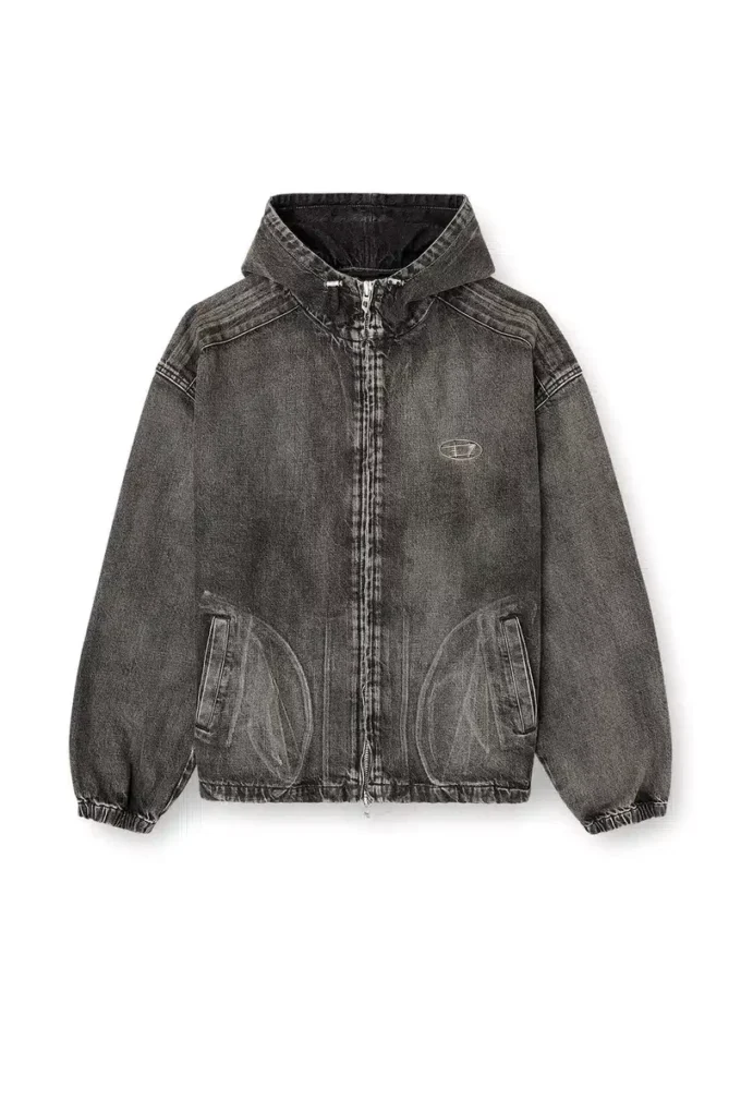 thugjack Hooded jacket in faded denim