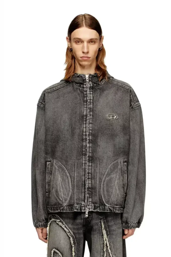 thugjack Hooded jacket in faded denim