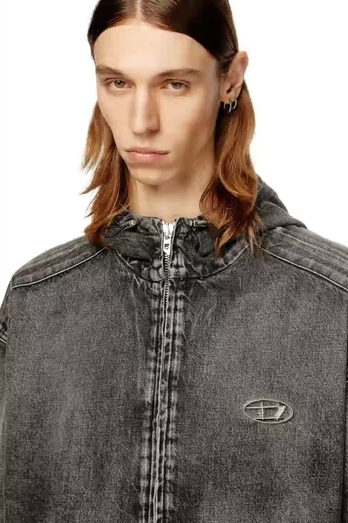 thugjack Hooded jacket in faded denim