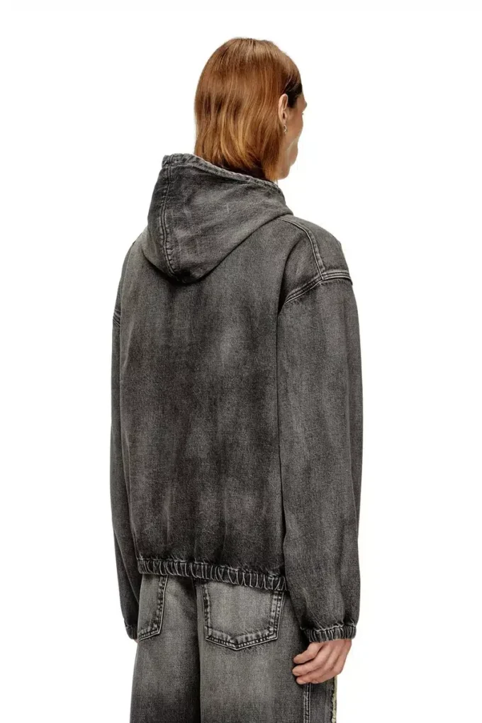 thugjack Hooded jacket in faded denim