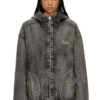 thugjack Hooded jacket in faded denim