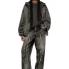 thugjack Hooded jacket in faded denim