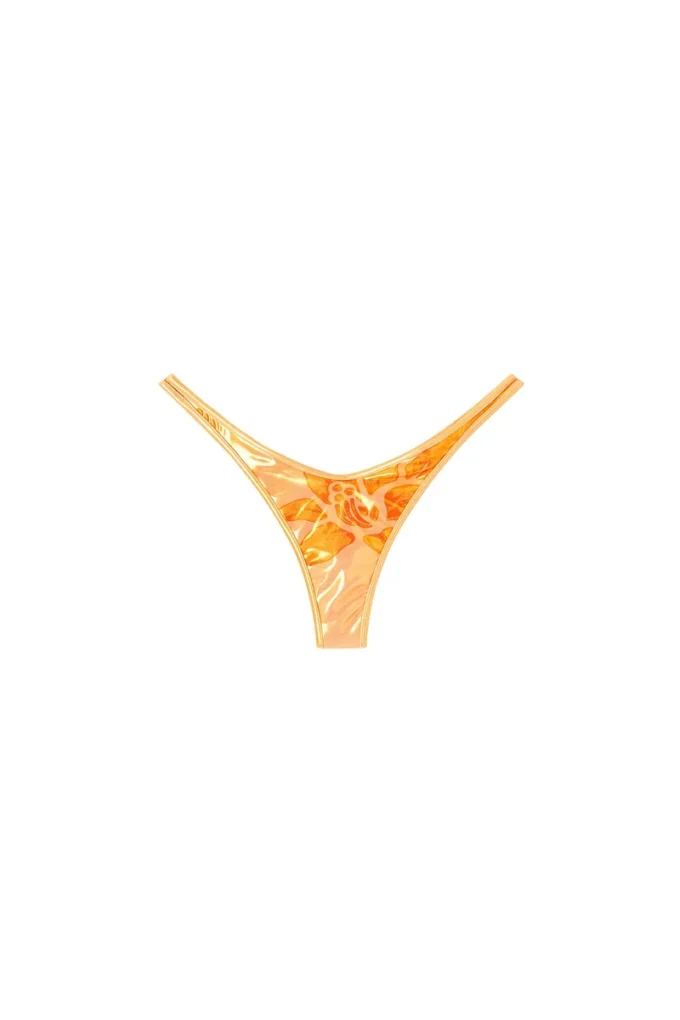 tropik_ta thong Metallic bikini thong with lotus print