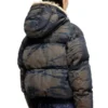 w-aves-fur Hooded puffer jacket in dirt-effect camo denim