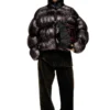 w-choco Hooded down jacket with bubble effect