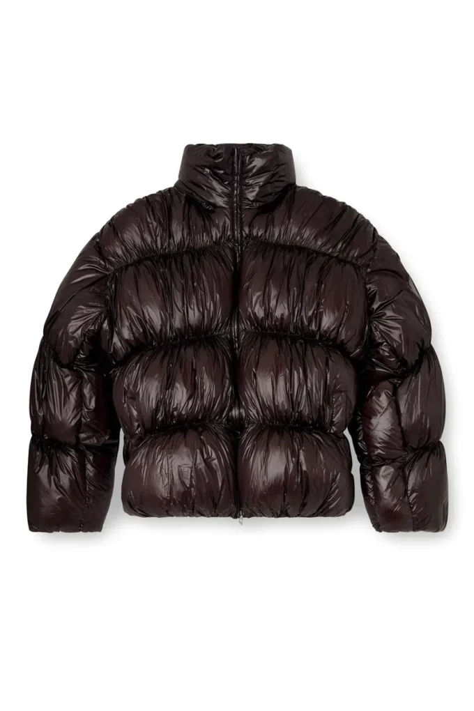 w-choco Hooded down jacket with bubble effect