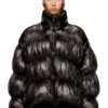 w-choco Hooded down jacket with bubble effect