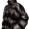 w-choco Hooded down jacket with bubble effect