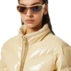 w-crema Quilted-vinyl down bomber jacket