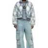 w-histel Puffer jacket in argyle-quilted devoré shell
