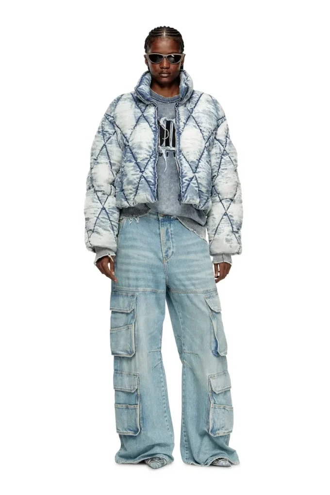 w-histel Puffer jacket in argyle-quilted devoré shell