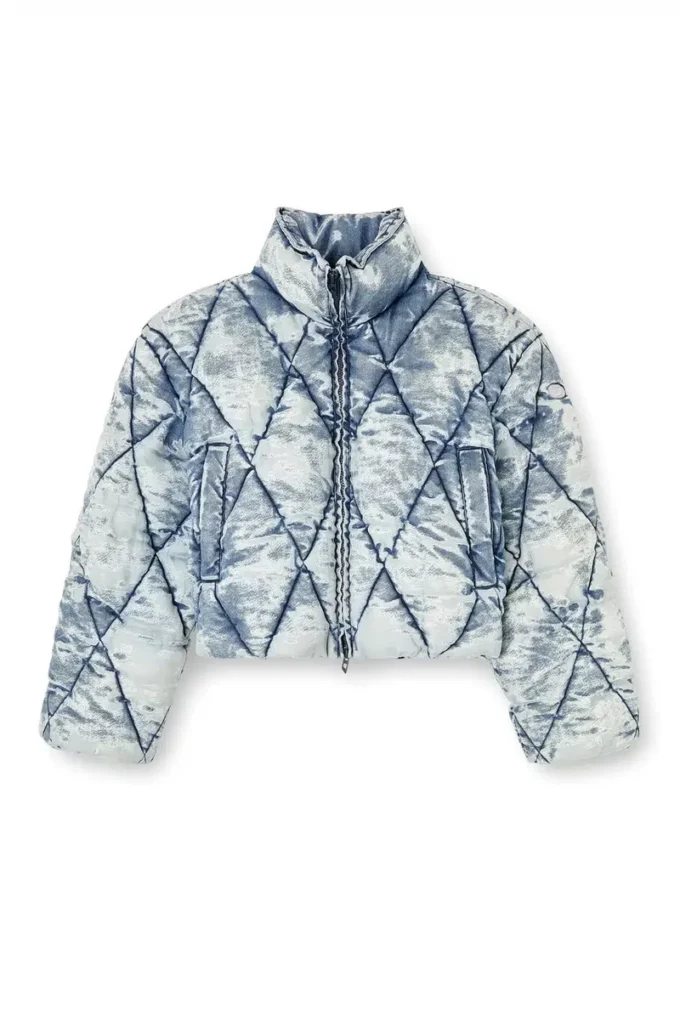 w-histel Puffer jacket in argyle-quilted devoré shell