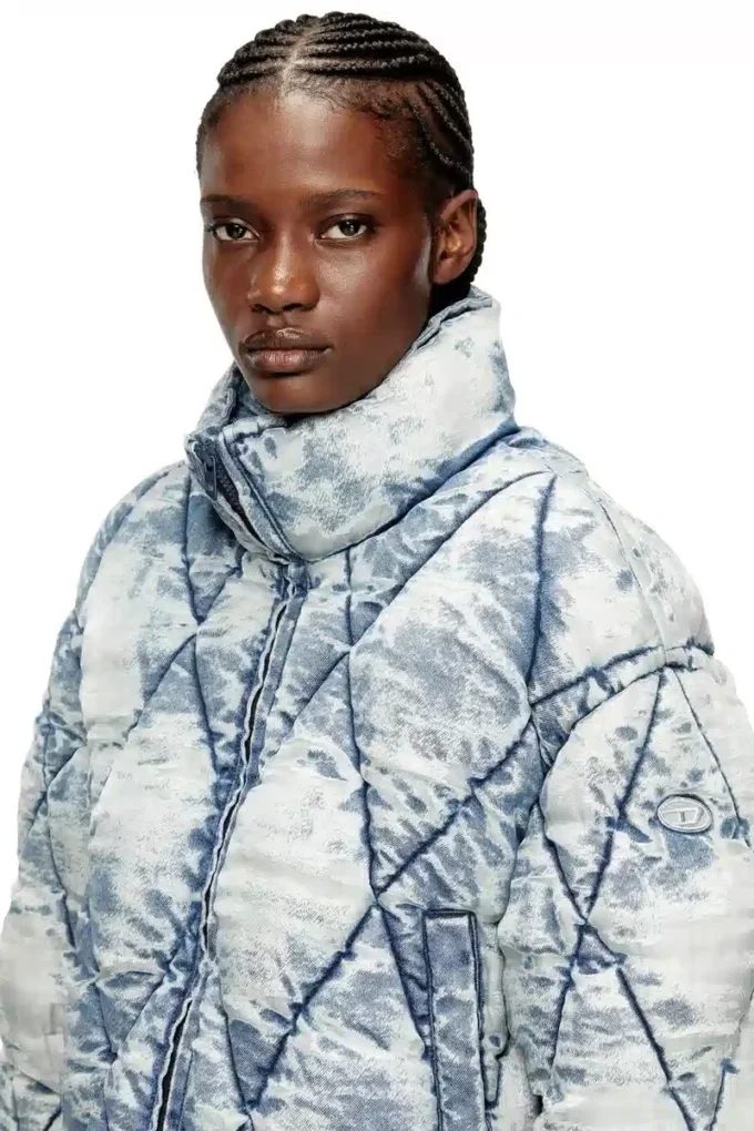 w-histel Puffer jacket in argyle-quilted devoré shell