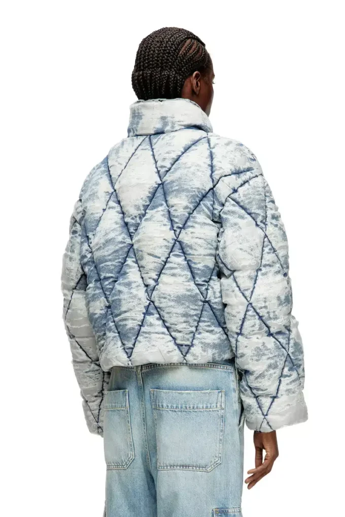 w-histel Puffer jacket in argyle-quilted devoré shell