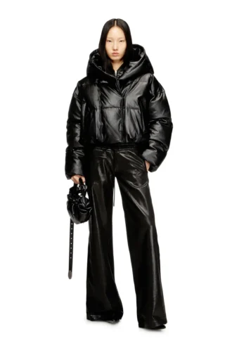 w-illey Hooded puffer jacket in coated fabric