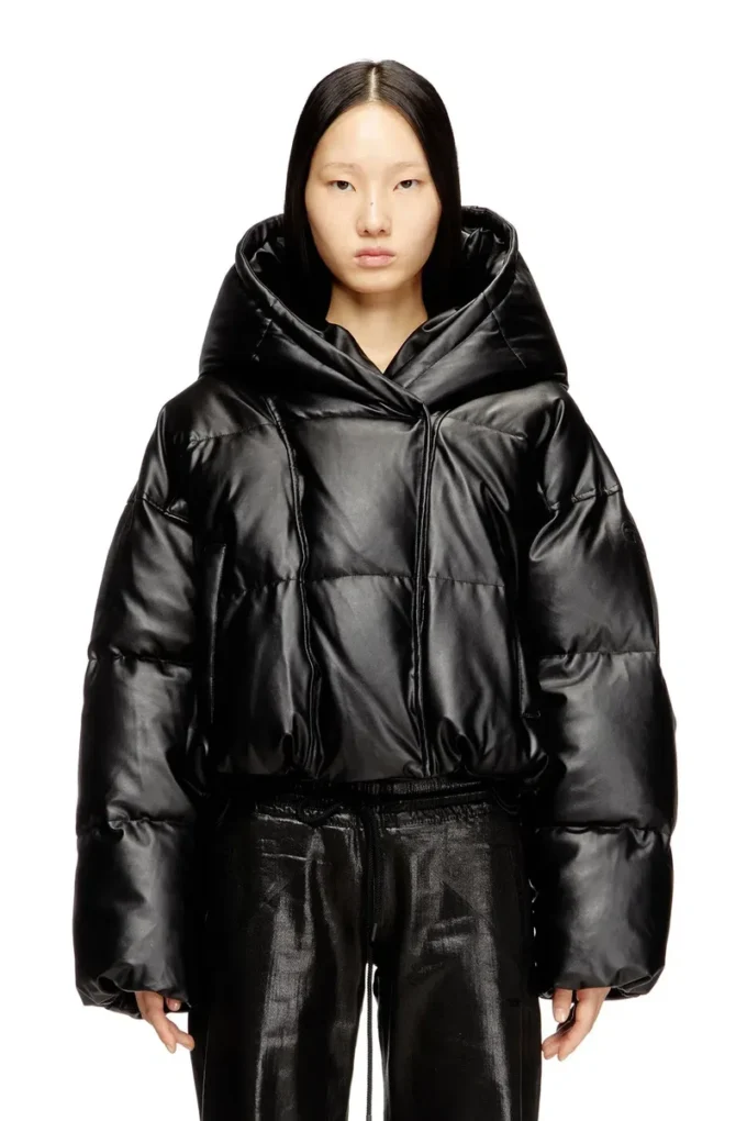 w-illey Hooded puffer jacket in coated fabric