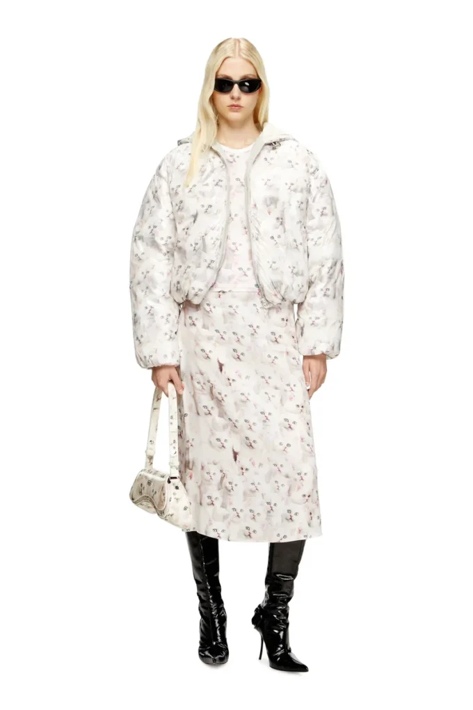w-inner-r1 Padded jacket with cat print