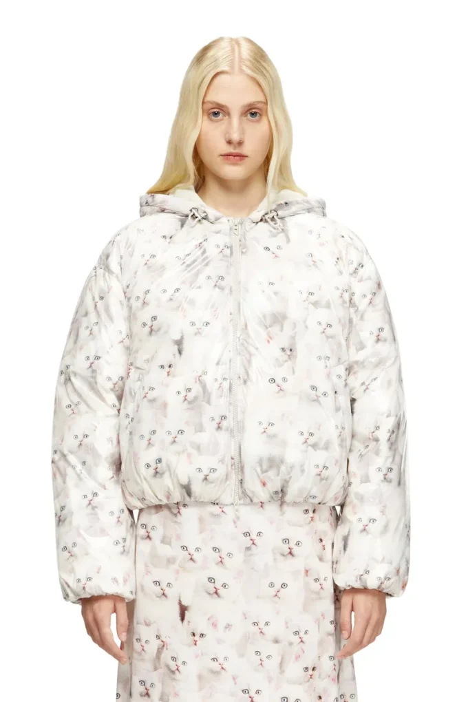 w-inner-r1 Padded jacket with cat print
