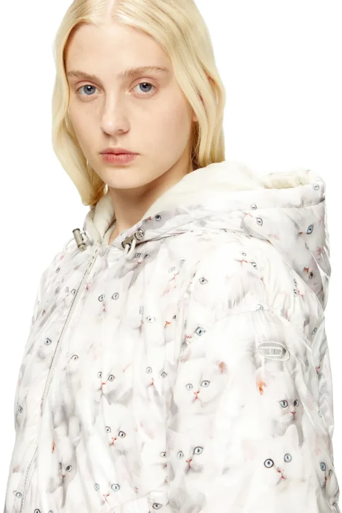 w-inner-r1 Padded jacket with cat print