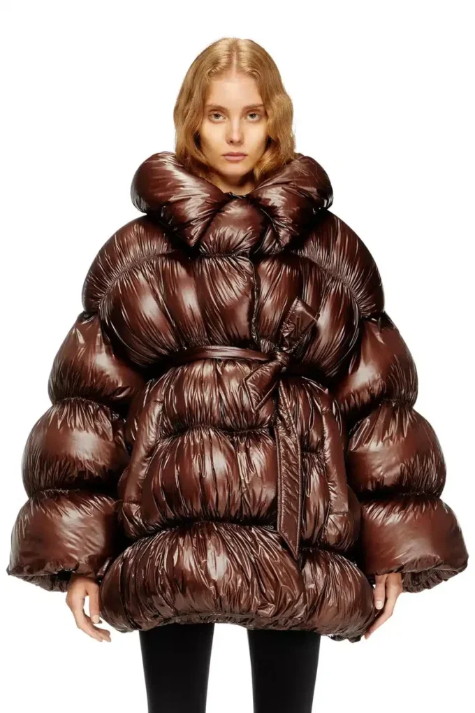 w-inona Short quilted down coat with belt
